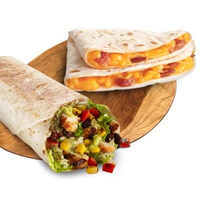 Combo burrito + quesadilhas ou nachos + 1 acompanhamento.