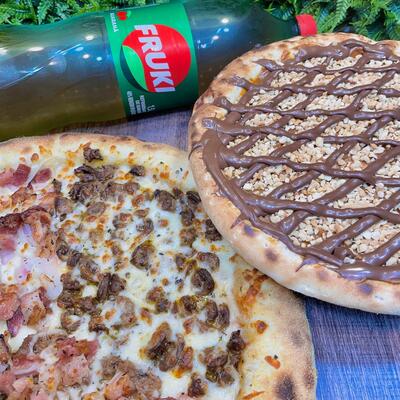 Pizza Média 35cm + 1 Broto Doce + 1 Guaraná 1,5l